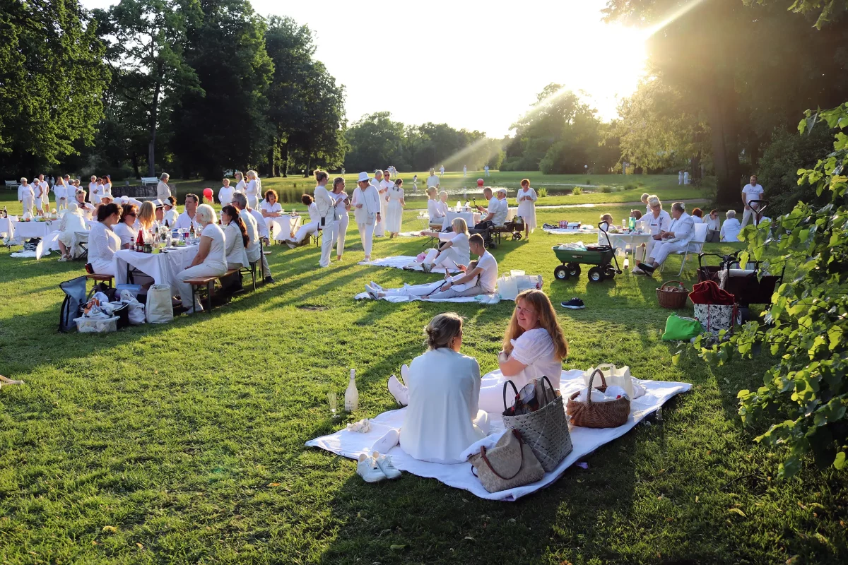Picknick in Weiss im Schlosspark Oranienburg