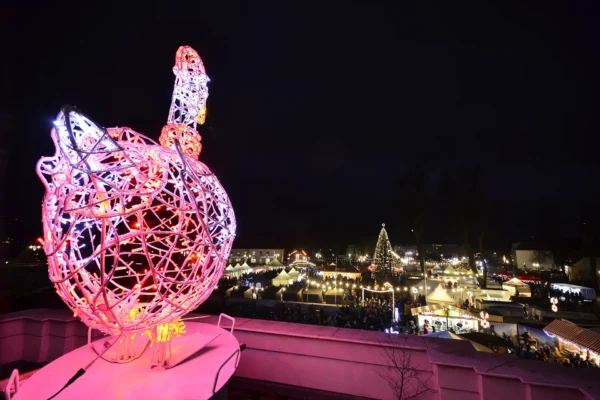 Weihnachtsgans Auguste auf dem Schlossbalkon